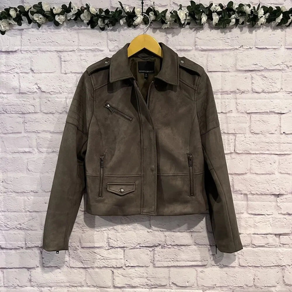 Banana Republic Jackets & Blazers - Banana Republic Green‎ Faux Suede Moto Jacket